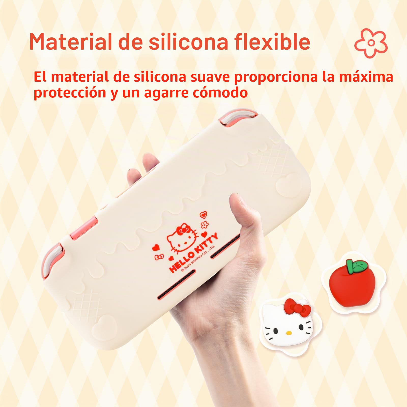 Funda Protectora para Switch Lite, Cubierta de Silicona Suave Antiarrays con 2 Capuchones Incluidos - HLK Blanco Roto