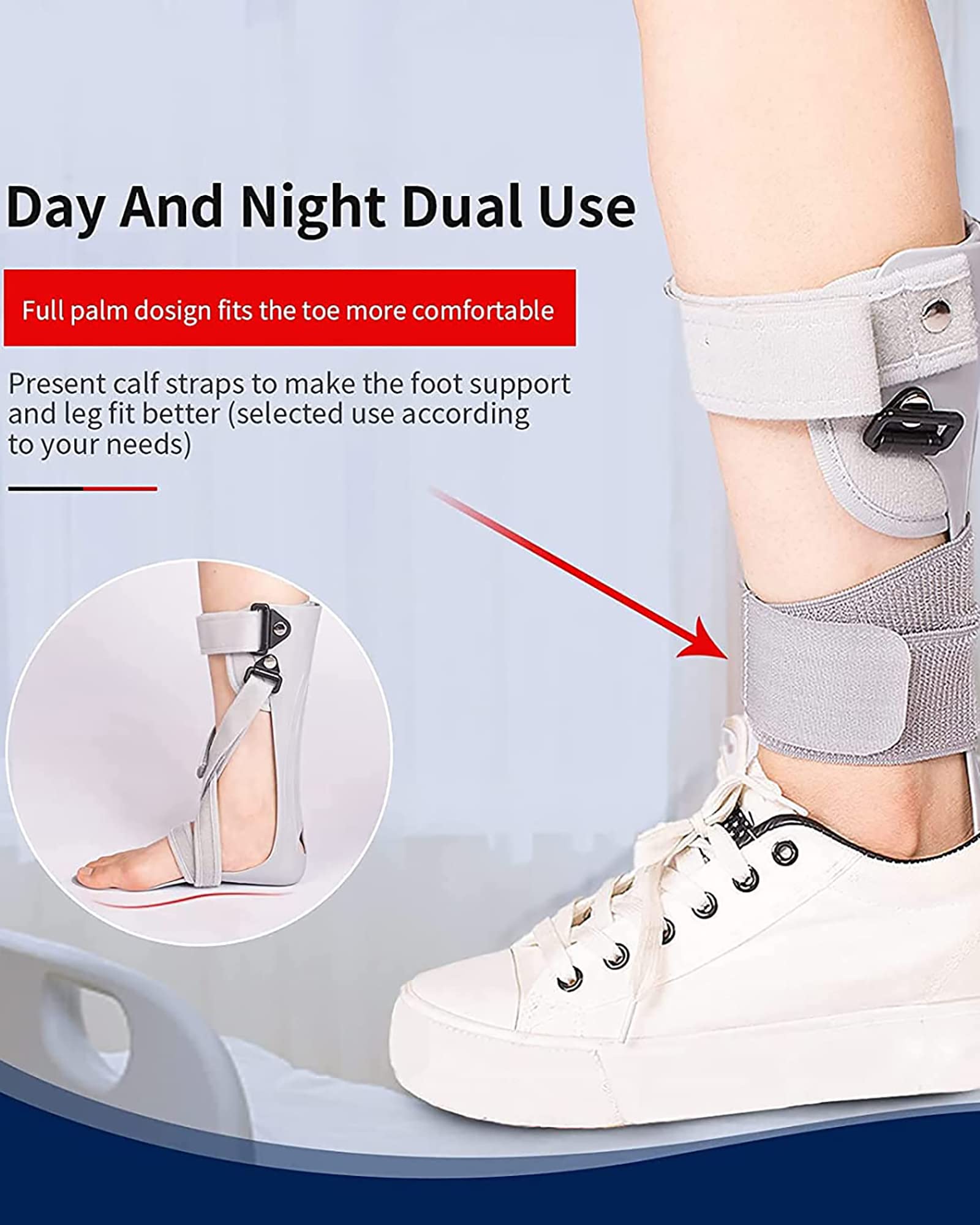 La ortesis de caída del pie Puede Usar Zapatos, férula para el Tobillo y el pie, Soporte para accidente cerebrovascular, hemiplejía, estabilizador inmovilizador para Dormir, L