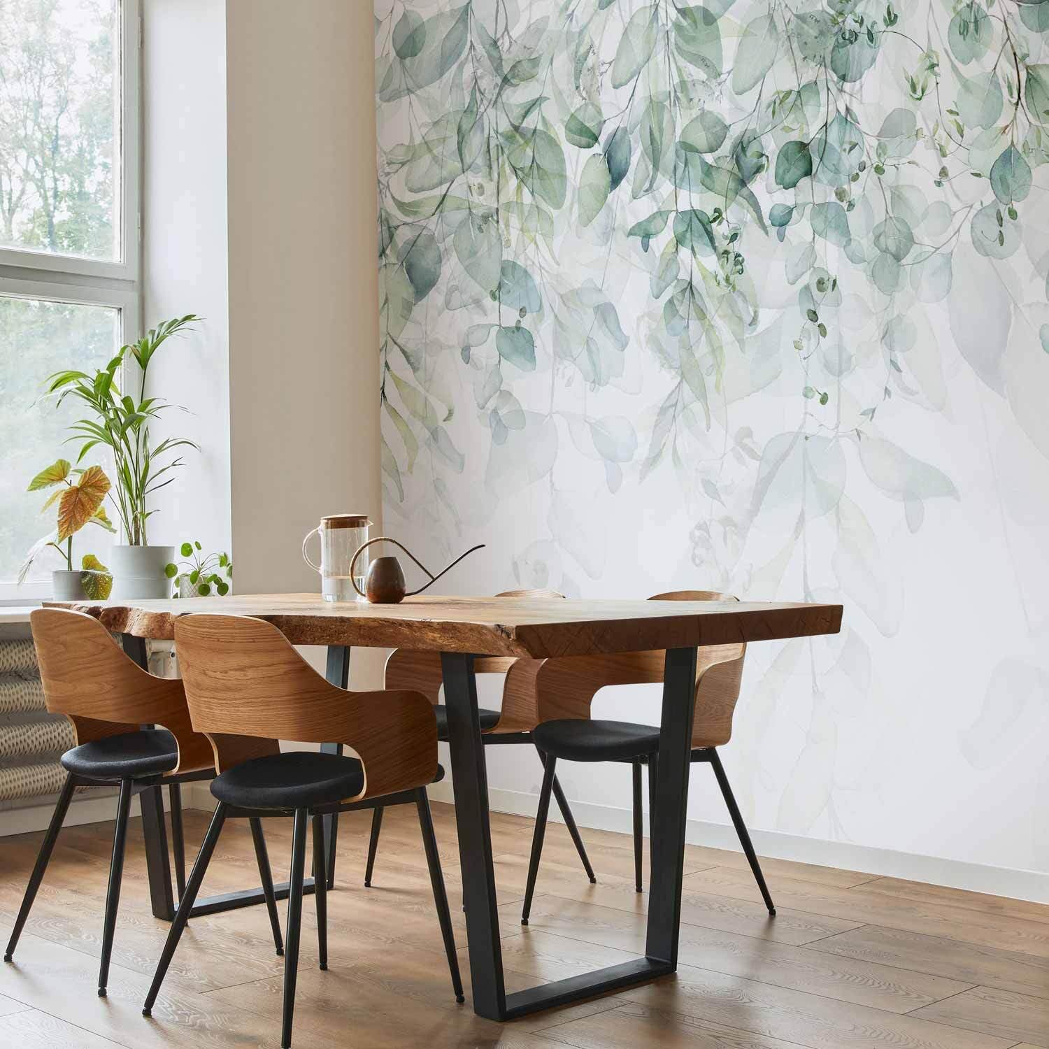 decomonkey Papier Peint Panoramique Intissé Plante 350x256 cm - Motif Jungle et Feuilles Nature Tendance, Décoration Murale Salon Chambre - Facile d’entretien, résistante aux UV - 7 Lés