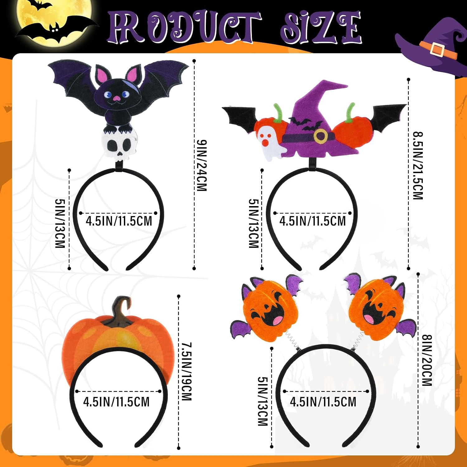 Winrayk 12 Pack Halloween Headband Bulk, Halloween Party Favors for Kids Adult Photo Booth Props, Party Headwear Cosplay Holiday Accessories Decorations Supplies (Original Design, 12 Style Hair Bands)