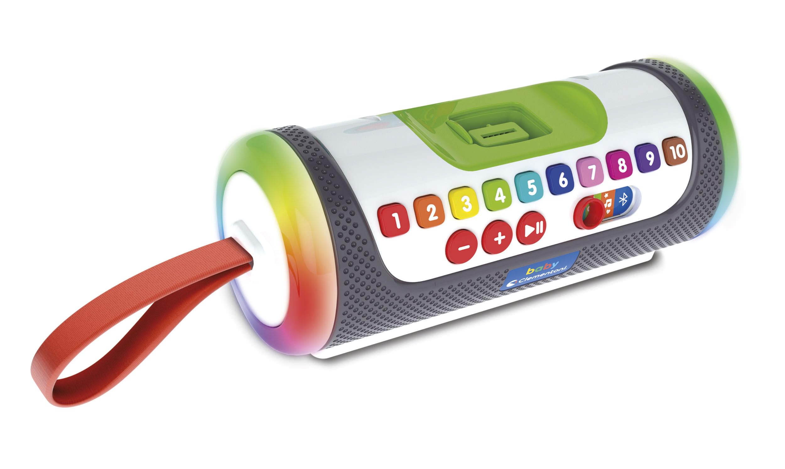 Clementoni Baby - La Mia Prima Music Box, Altoparlante Educativo Bluetooth Bambini 2-6 Anni, Cassa Musicale con 40 Canzoni Hey Kids, Luci LED e 2 Personaggi, Lingua Italiana, 17641