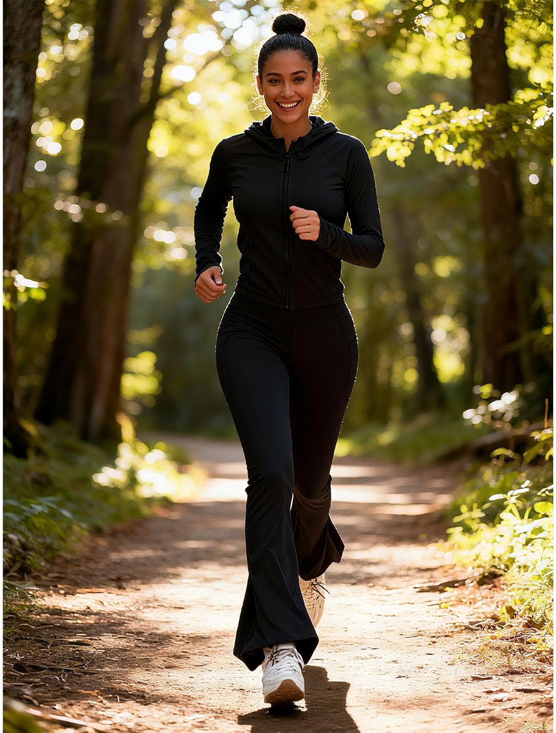 Women 2 Piece Workout Sets Long Sleeve Jacket Flare Long Yoga Pants Workout Sets Tracksuit With Pockets