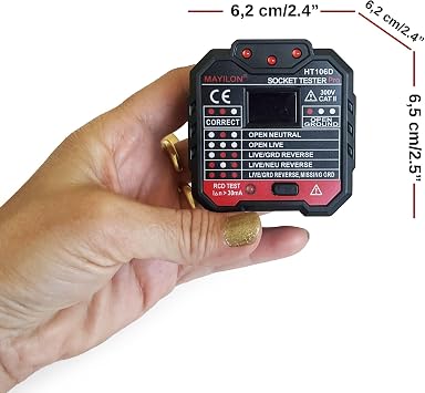 Dijital Priz Soket Test Cihazı Voltaj Amper Ölçüm