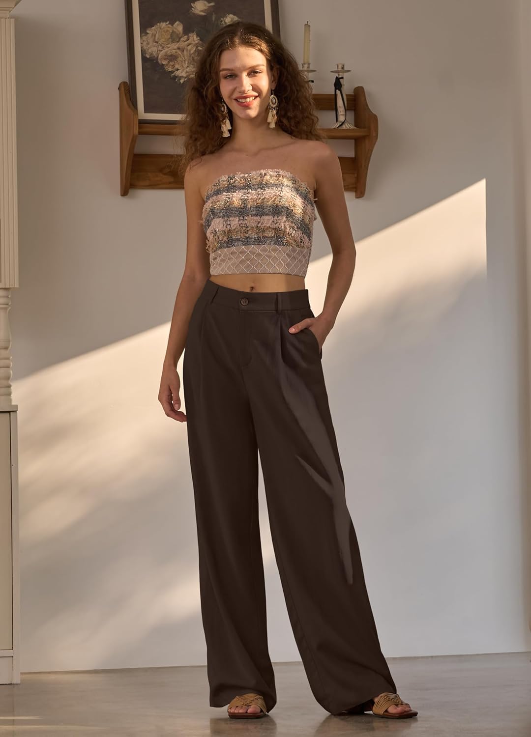 Women's Linen Pants Wide Leg Dressy Casual Beach Linen Pants Summer with Pockets 29" 31" - Image 3