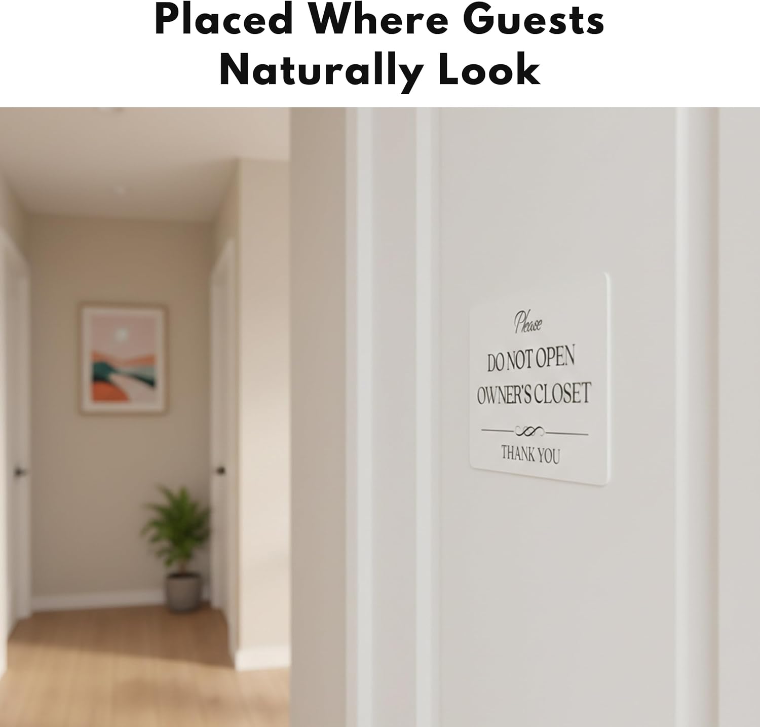 Do Not Open Owner's Closet Sign (2 Pack - White Acrylic 5 x 3.5 in) - Owners Closet Sign - Private Door Sign - Airbnb Essentials for Hosts - Vrbo Essentials for Hosts - Airbnb, Vrbo and Short Term Rental Signs