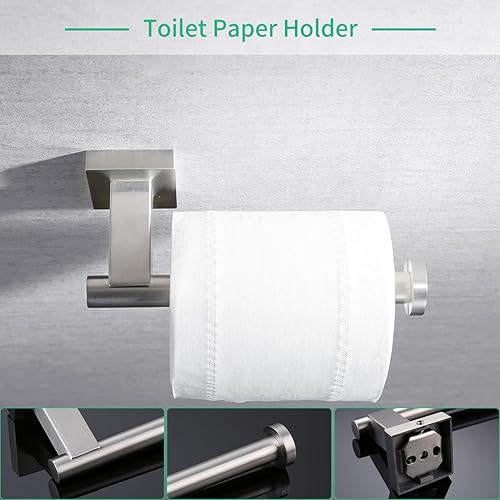 Miniatura 6 de Miyili BS02N5 - Juego de accesorios de baño de 5 piezas para montaje en pared de acero inoxidable cepillado, incluye toallero doble, toallero de