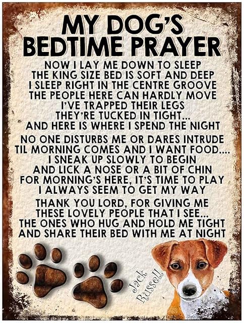 Shawprint Limited MY DOG'S BEDTIME PRAYER RETRO STYLE METAL TIN SIGN/PLAQUE (306DRS) JACK RUSSELL