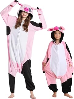 DELEY Unisex Kid Pig Onesie, One Piece Aniamal Pajamas, Halloween Cosplay Costume Homewear Jumpsuit