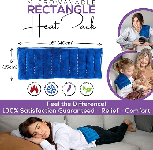 Miniatura 6 de Almohadilla térmica apta para microondas para dolor de cuello y hombros  Pequeño paquete de calor húmedo de 6 x 16 pulgadas  Bolsa de trigo para