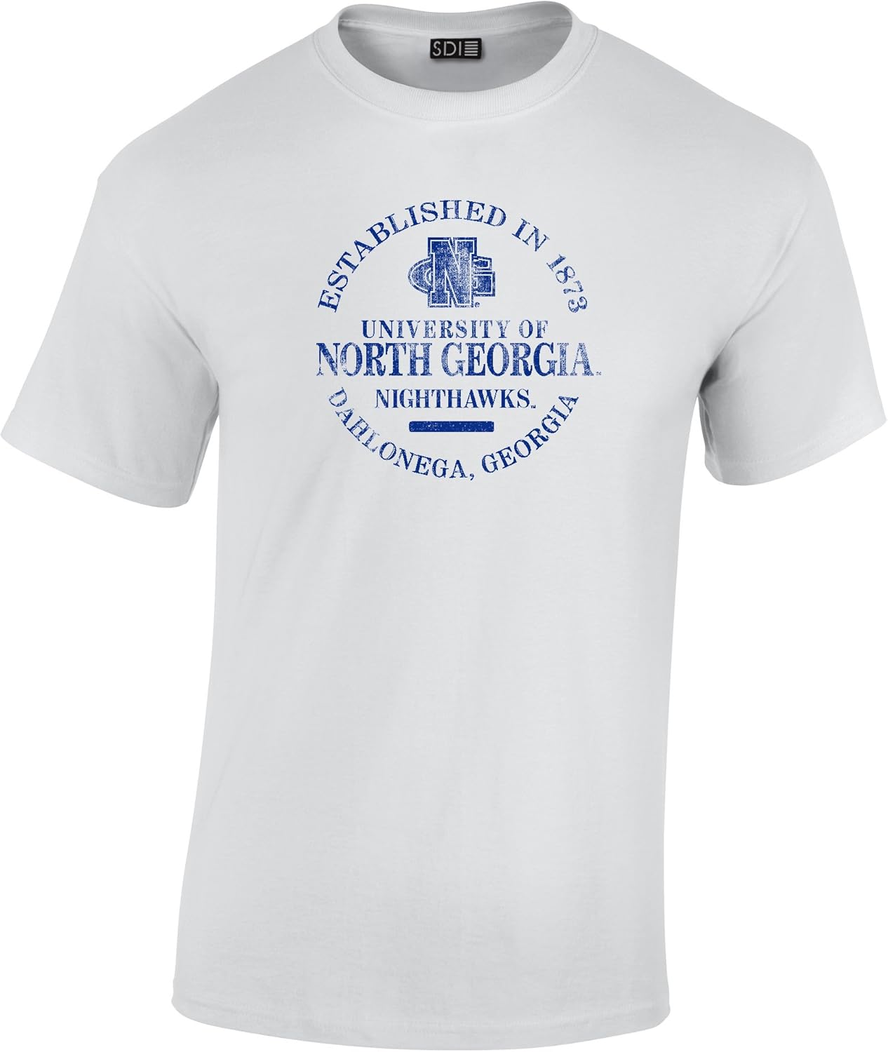North Georgia Nighthawks 100% Pre-Shrunk College Short Sleeve Tee, White, MEDIUM