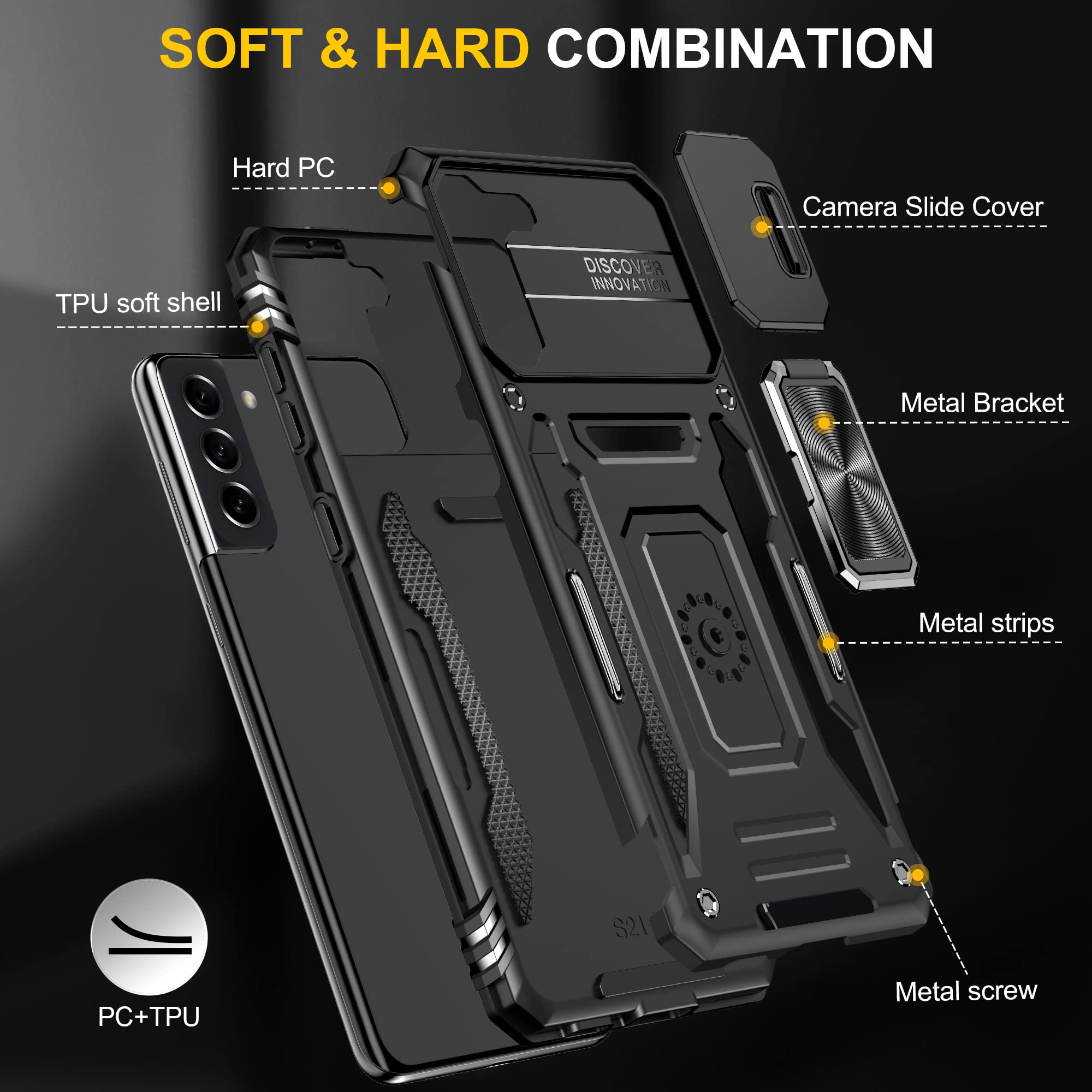 Samsung Galaxy S21 Camera Case - Slide Cover & Ring Holder -7