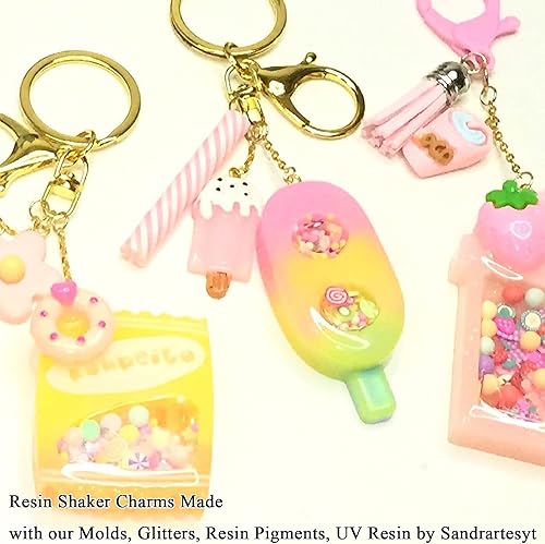 Miniatura 7 de Juego de moldes para coctelera de resina, suministros para hacer joyas, taza para beber, juego de mano, papas fritas, dulces, 4 bandejas de silicona