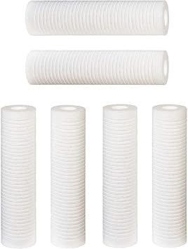 6 pk Hydronix 10"x2.5" 5 Micron Grooved Sediment Melt Blown Filters Cartridges Compatible Replace Aqua-Pure AP110, Whirlpool WHCF-GD05, Watts FPMBG-5-975