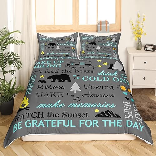Miniatura 2 de Juego de ropa de cama con reglas de campamento, tamaño Queen, decoración de remolques de caravana, juego de funda de edredón para niños y adultos,