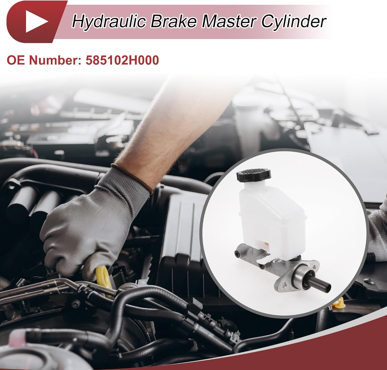 Brake Master Cylinder with Reservoir No.585102H000 for Hyundai Elantra 2006-2010 Hydraulic Master Cylinder Aluminum Alloy,Plastic 1 Pc