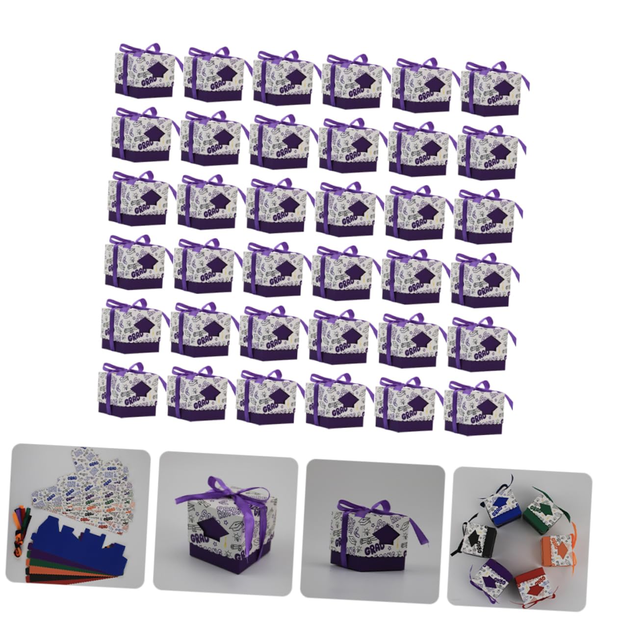 PENIKOKO 50 Stück Abschlusskappen Bonboniere Papiertüten für Abschlussfeier Kreative Geschenkkarten zur Dekoration der Abschlussfeier Kleine Süßigkeitenboxen für Partys Verpackungen