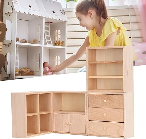 Miniatura 2 de Juego de 4 gabinetes de casa de muñecas de 1/12, diseño simple, práctico y realista en miniatura, casa de muñecas