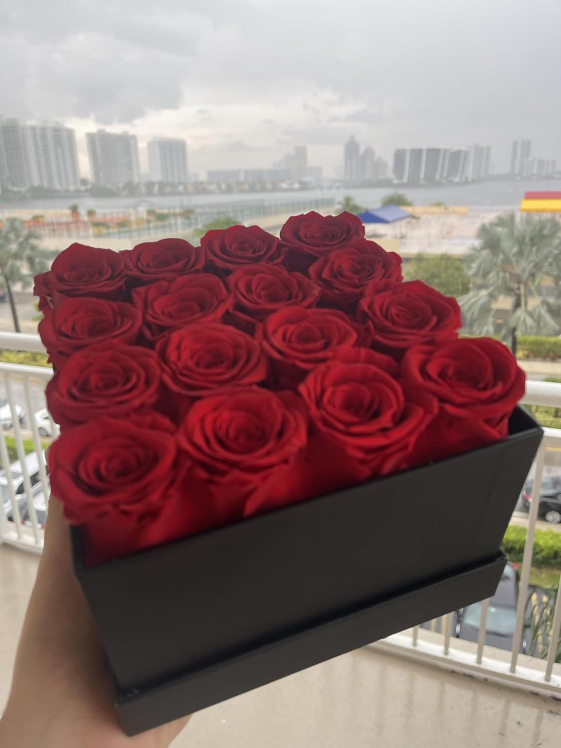 Stilnati 16 Red Preserved Roses Forever Flowers in The Square Box, Mother's Day, Valentine's Day, Birthday