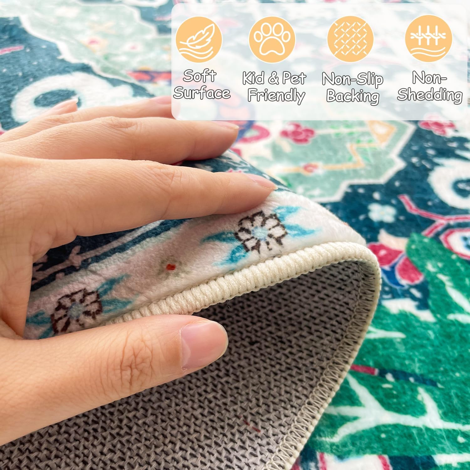 Washable 2x5 Hallway Runner Rug, Non-Slip Low Pile Cozy Kitchen Runner Rug, Boho Vintage Tropical Tiger Rug, Ultra Soft, Stain Resistant, Pet & Kid Friendly Rugs for Bedroom Bathroom Laundry Room