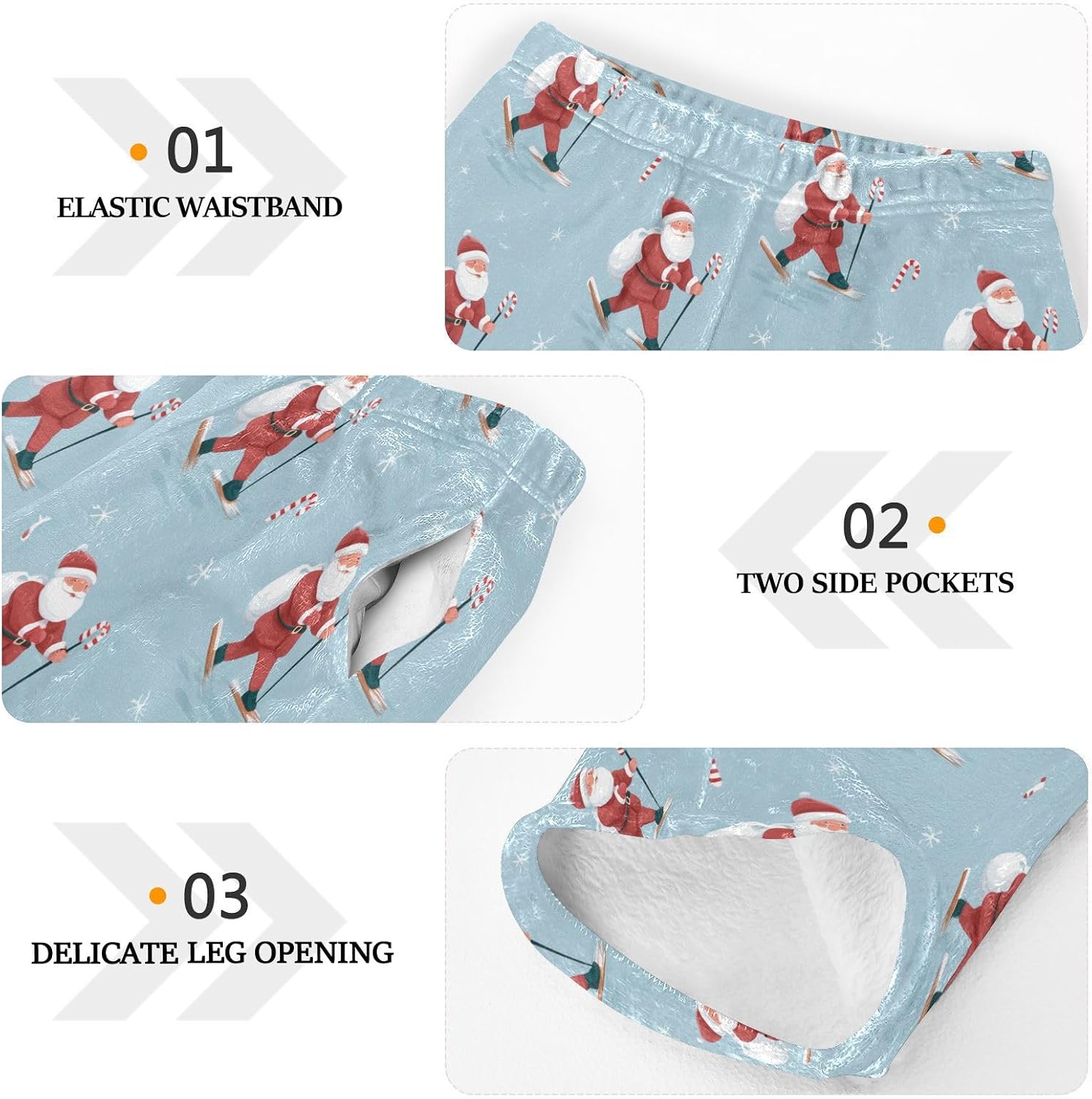 visesunny Christmas Santa Claus Ski Candy Cane Boys Pants for Kids Fleece Bottoms Long Jogger Pants Trousers Size 6-14Y