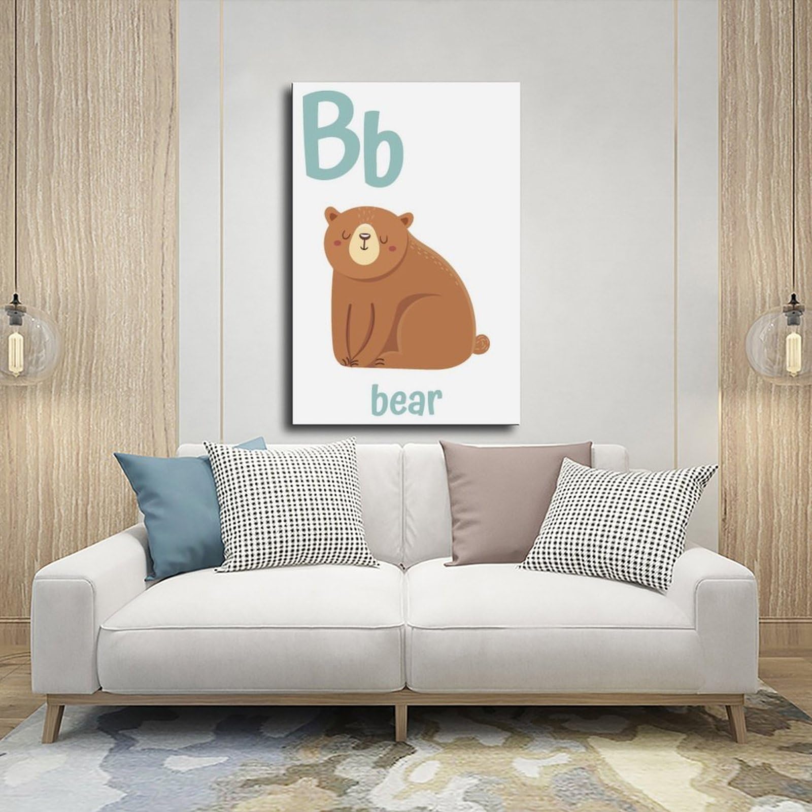 Poster sur toile à thèmes éducatifs Alphabet de A à Z (7) - Décoration murale pour salon, chambre à coucher - 60 x 90 cm
