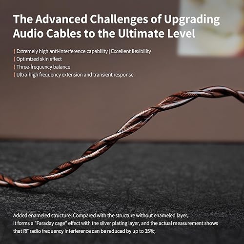 Miniatura 5 de KBEAR - Cable IEMs Cadence, 6N de cobre de alta pureza chapado en plata, cable de auriculares HiFi ultra fuerte, equilibrio de tres frecuencias,
