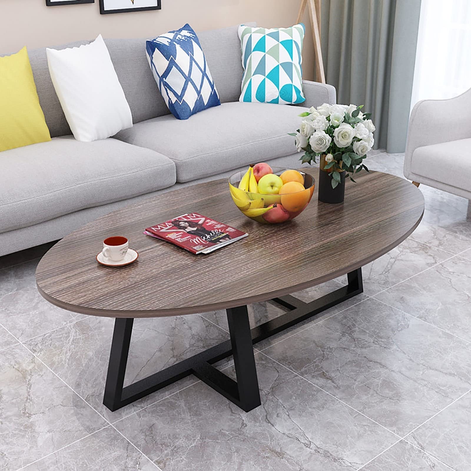 Amazon｜コーヒーテーブル、リビングルームオーバルソファサイド