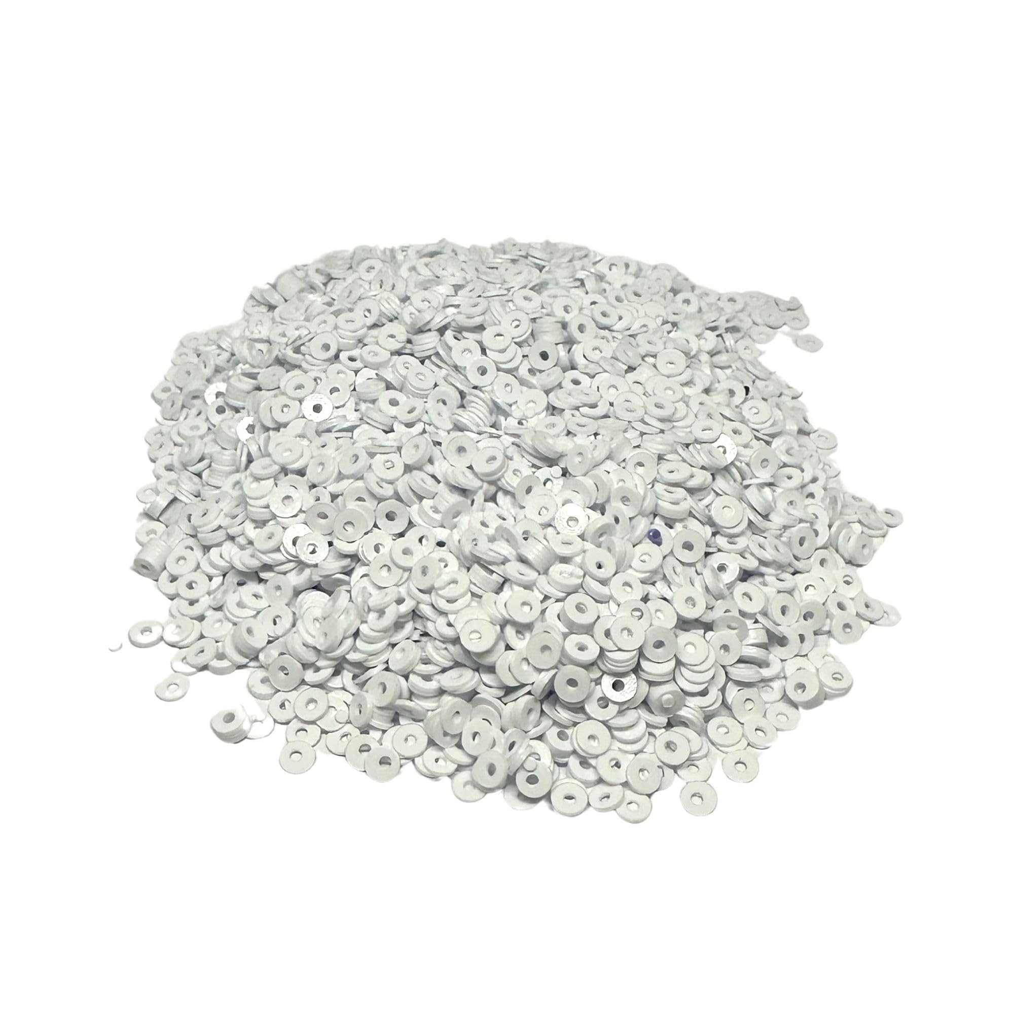 3 mm Flat Sequin Paillettes, 9000 Pcs, Mix Color Assortment Acrylic Sequin – 1.06 Oz (30 Grams) (White)