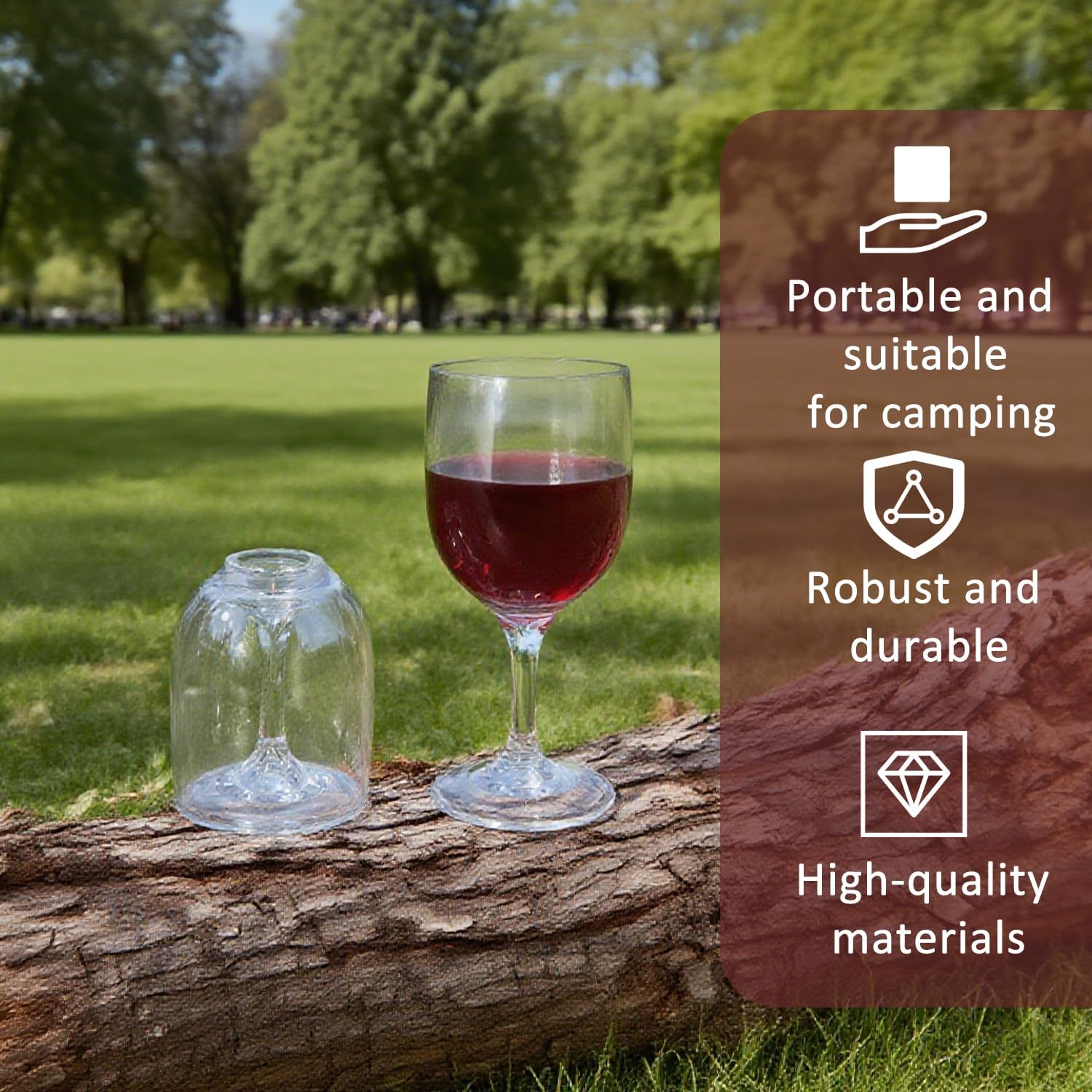 6oz Plastic Wine Glasses To Go, Camping Portable Wine Glass 5pcs Set, Collapsible Wine Glasses, with Waterproof Bag Acrylic Case and Wine Opener, Detachable Stem, For Picnics Outdoor Mountaineering
