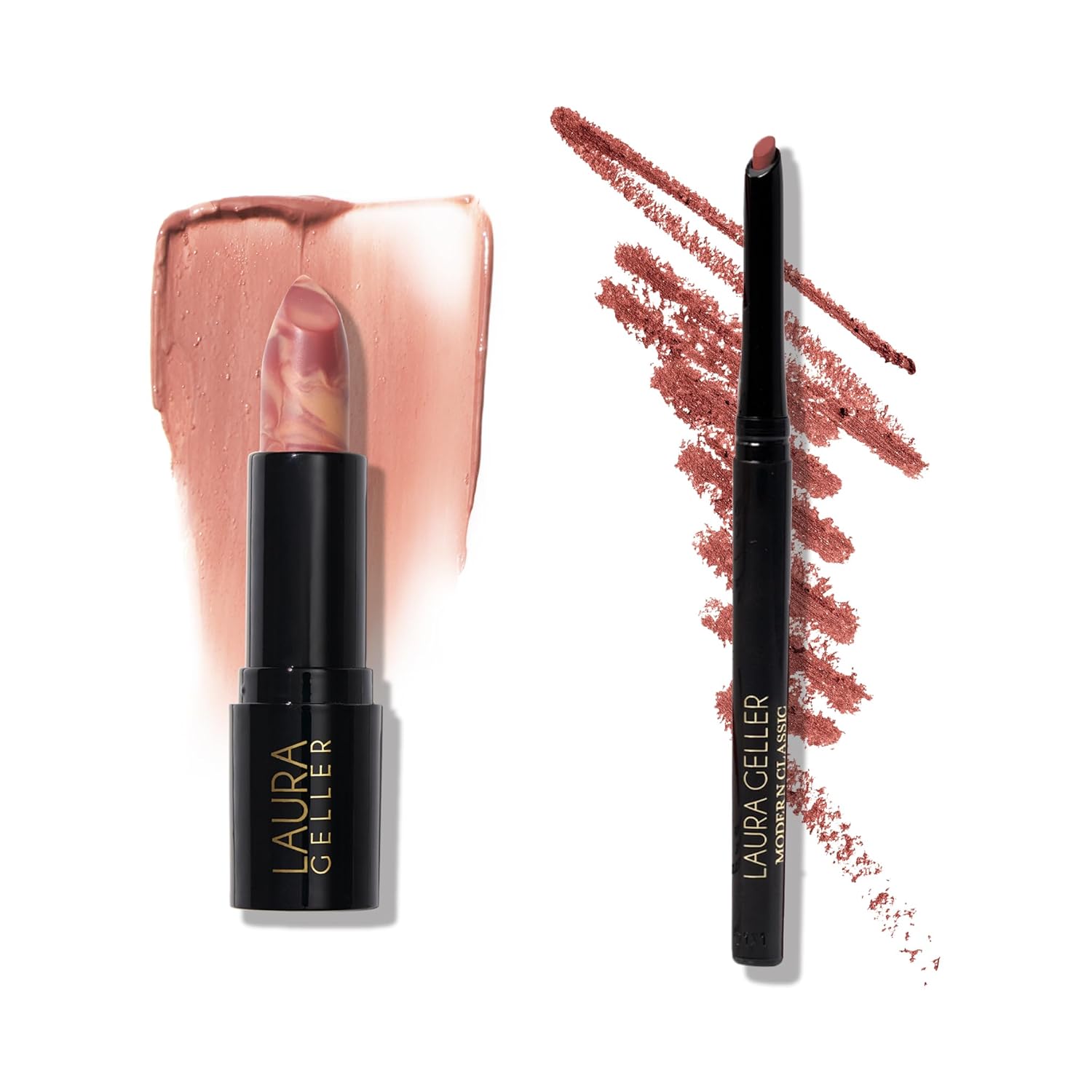 LAURA GELLER NEW YORK Italian Marble Sheer Lipstick, Berry Banana + Modern Classic Lip Liner, Sassy Spice