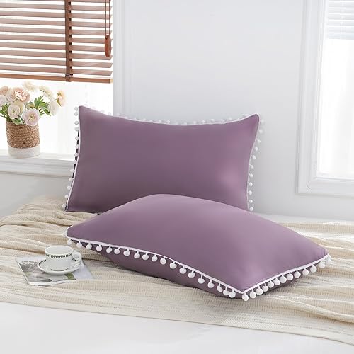 Miniatura 266 de Blue Body Pillow Cover Shabby Chic Long Pillow Case Cover Navy Blue Pom Poms Fringe Body Pillow case with Pocket Closure 20x54 inches(Body,Navy Blue)