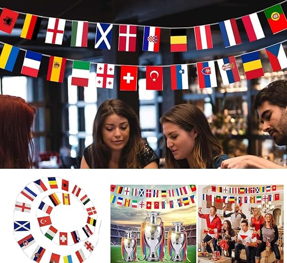 Fifa World Cup Flags Bunting 2026 with 24 World Country Flag,26ft/8m International Flags Bunting Banner for Fifa World Cup Football 2026 Bar Club Garden School Euro Football Tournament Decorations