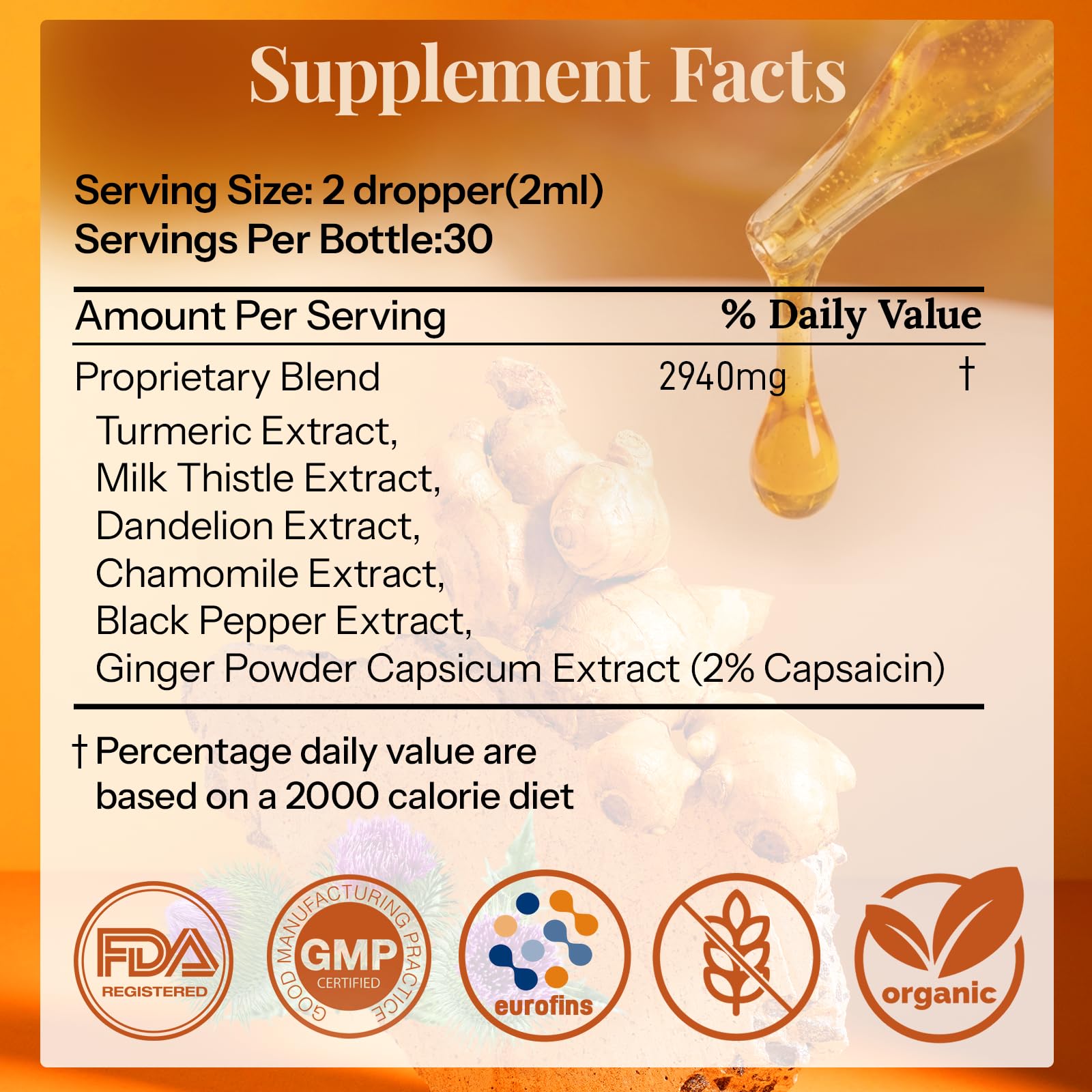 Turmeric Curcumin & Milk Thistle Drops, Liver Health & Joint Support, 2 oz — Amazon image 6