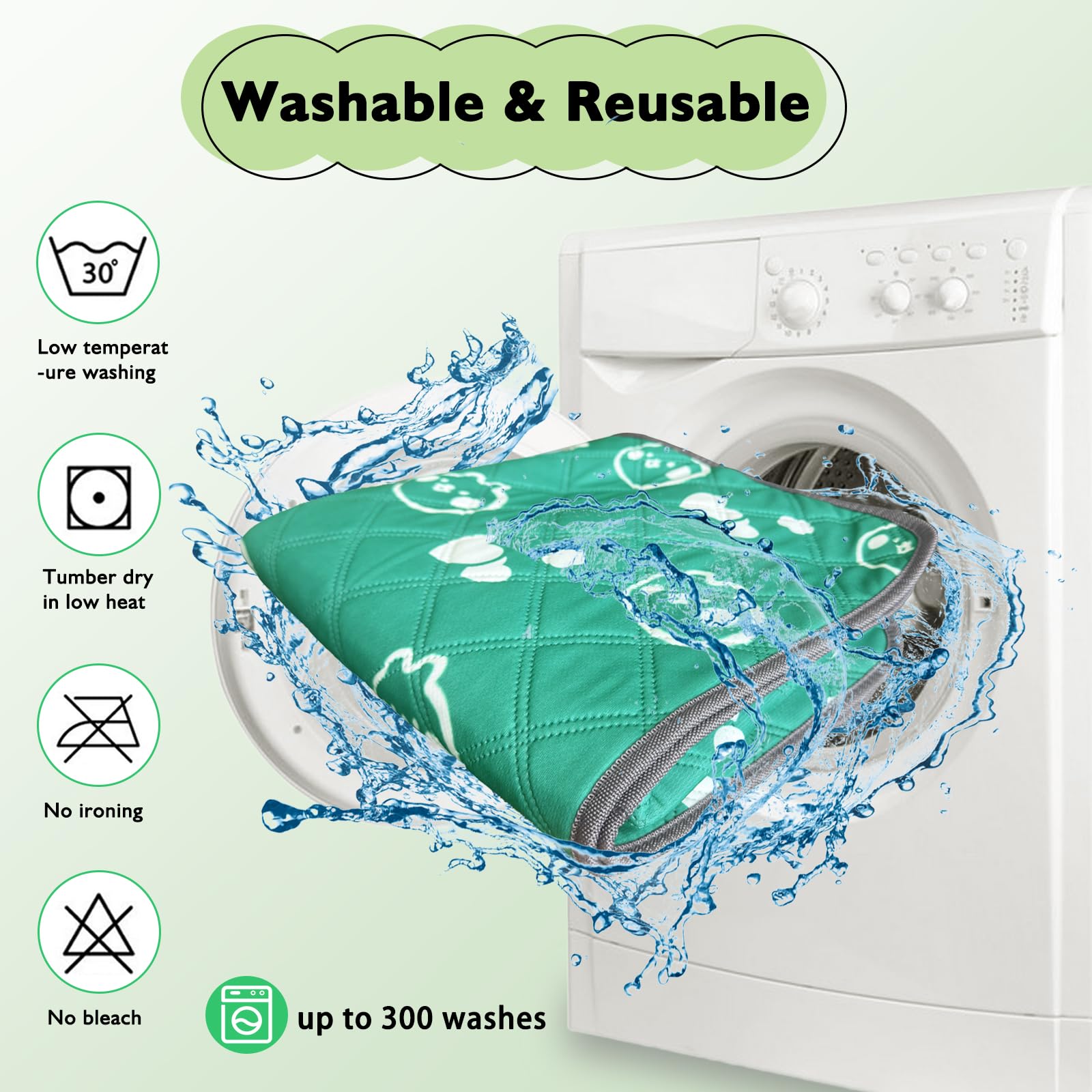 Lot de 4 tapis lavables pour cage de cochon d'Inde, imperméables, réutilisables et antidérapants, super absorbants pour petits animaux, lapin, hamster, rat (vert, 61 x 45,7 cm)