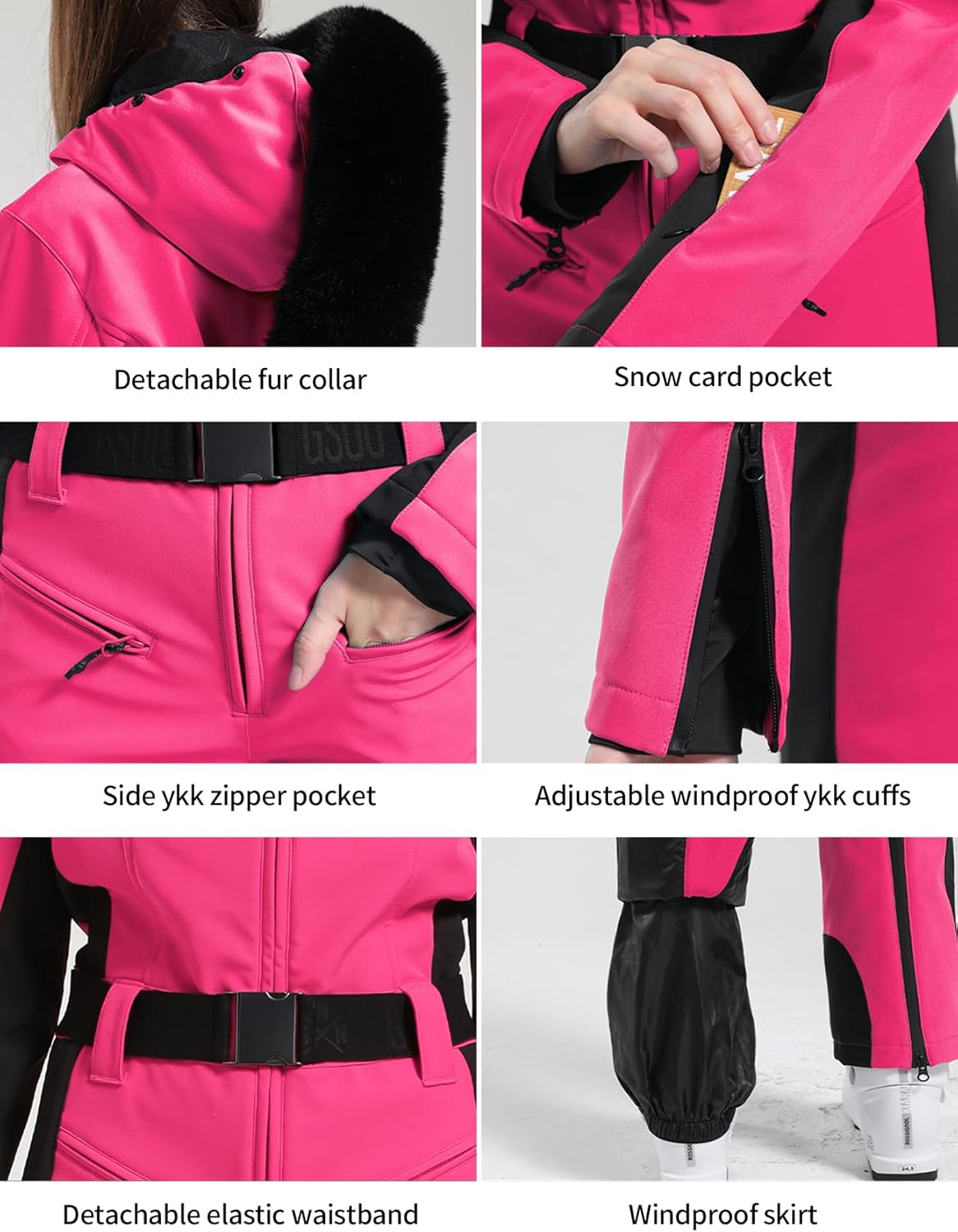 GSOU SNOW Womens Ski Suit One Piece Snowsuit Snowboard Slim Insulated Jumpsuit Jacket Waterproof Windproof for Outdoor Sports - Image 5