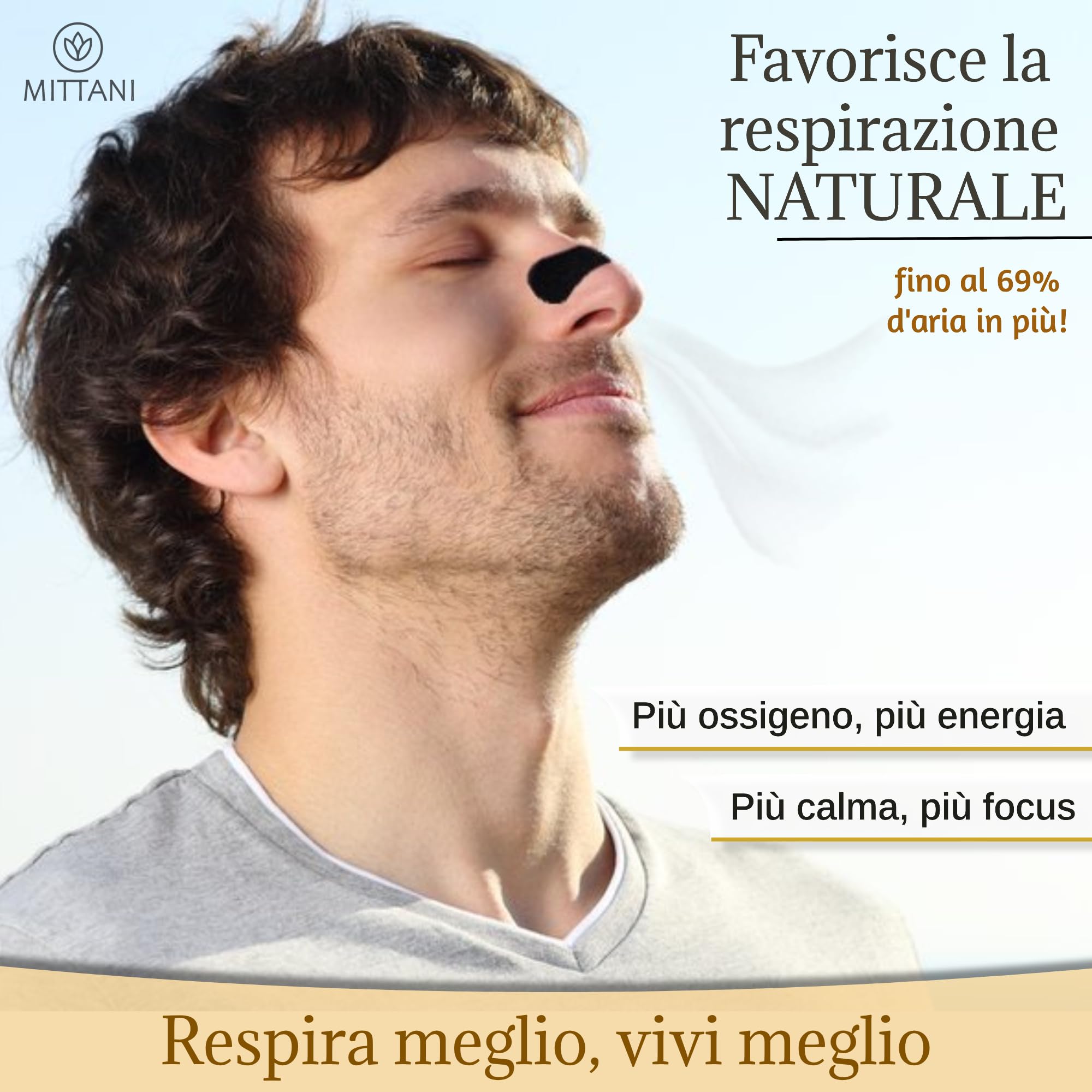 MITTANI® 32 Cerotti Nasali Antirussamento Uomo Donna, Decongestionante, Sport, Apri le Vie Respiratorie per Respirare Meglio dal Naso, Qualità Premium, Rinforzati