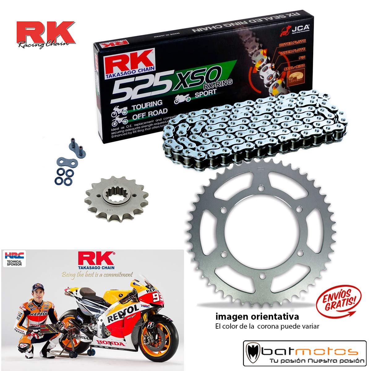 Kit de Transmision RK compatible con Honda XL 1000 Varadero 1999-2010 15/47-112
