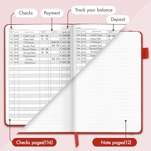 Miniatura 5 de JUBTIC Registros de cheques para chequera personal, registro de chequera con tarjeta de débito y registros de transacciones para uso laboral,