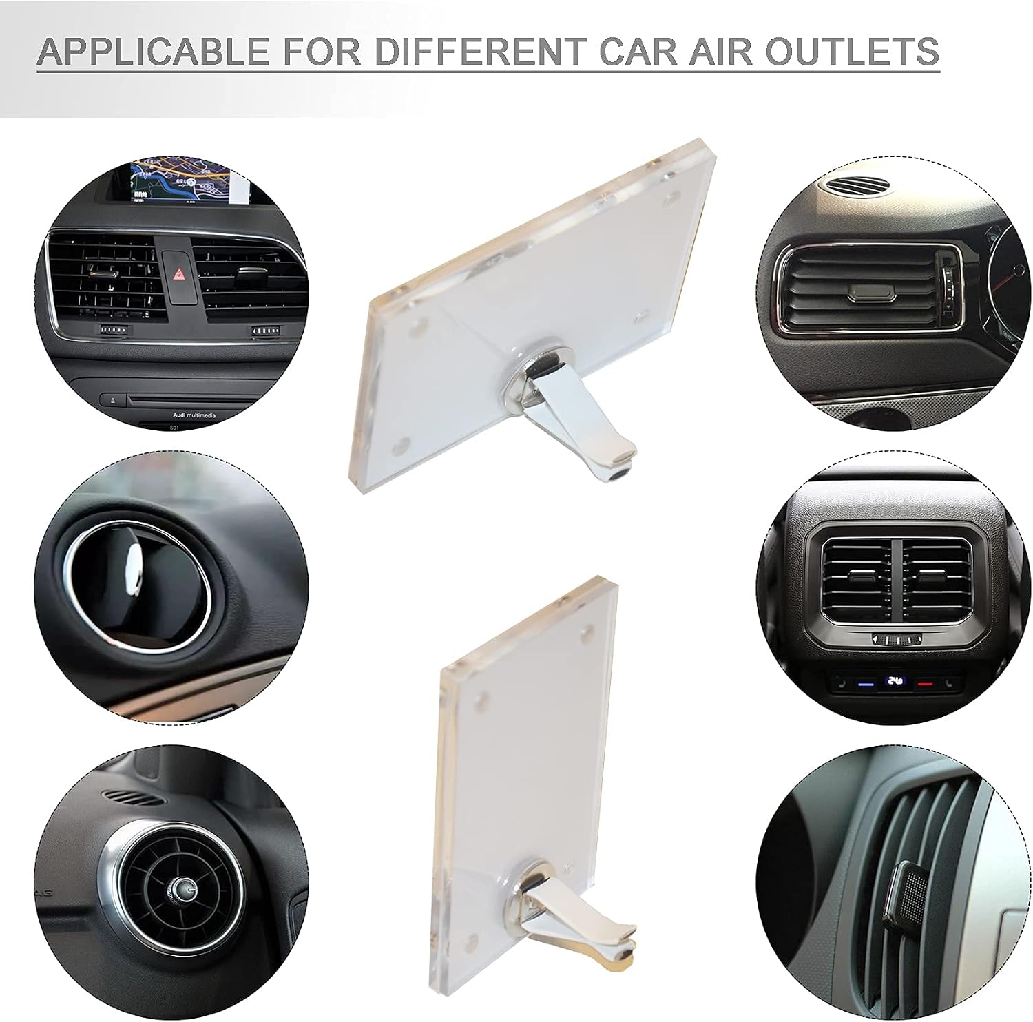 Car Dashboard Vent Photo holder Clip On Magnetic Picture Frame Acrylic
