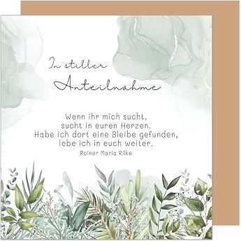 Edition Seidel Premium Square Sympathy Card with Envelope. Sympathy Card with Saying In Silent Mourning Compassion Silent Sympathy Farewell Condolences Flower Meadow TQ142 SW025