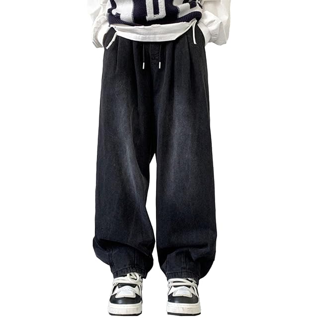 JEShifangjiusu Men Hip Hop Streetwear Jeans Loose Fit Biker Baggy Jeans Pants Harajuku Skateboard Wide Leg Denim Pants