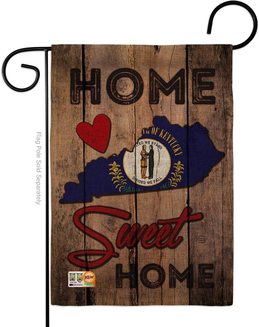 State Kentucky Home Sweet Burlap Garden Flag Americana States USA American Territories Republic Country Particular Area Small Decorative Gift Yard House Banner Double-Sided Made In 13 X 18.5