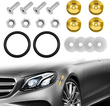 Car Bumper Fastener,Bumper Trunk Quick Release Fastener Kit,Front Rear Taiss Bumper Quick Release Kit,Stainless Steel Fasteners with Bolts Compatible with Universal Car Bumpers,Yellow