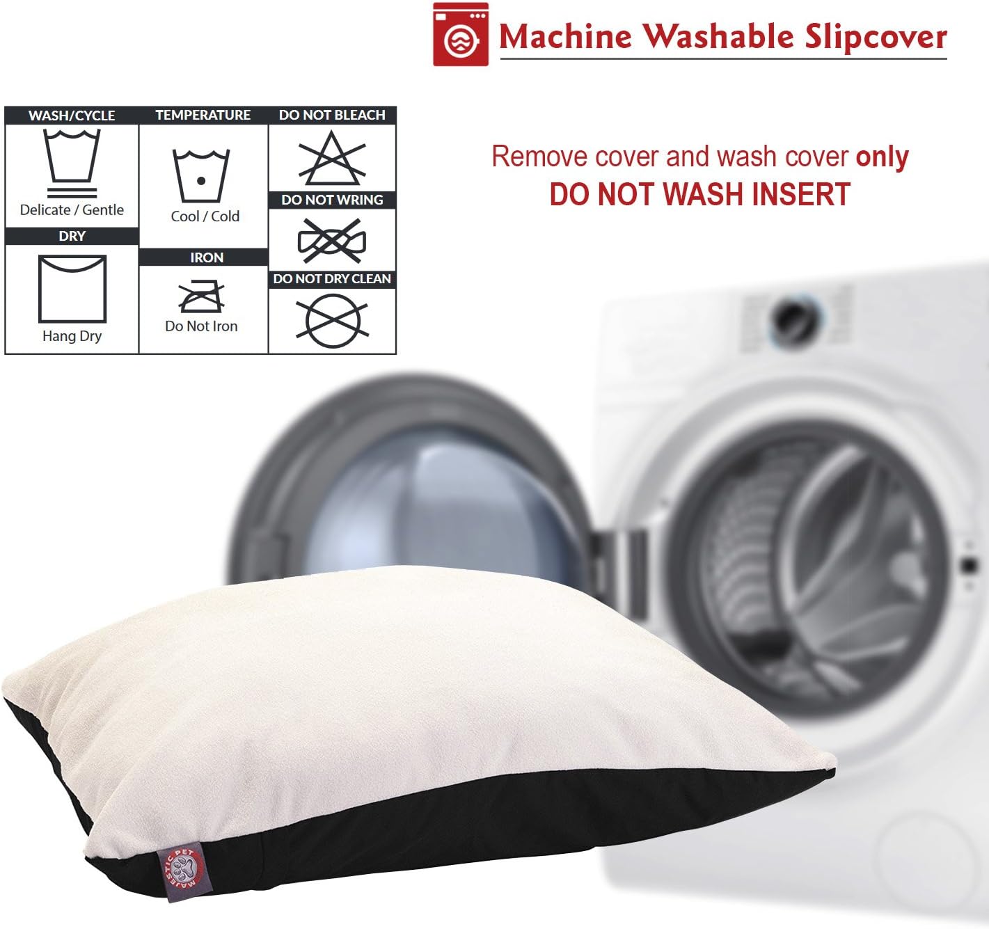Majestic Pet Rectangle Large Dog Bed Washable – Removable Slipcover Pet Bed – Dog Crate Bed Super Value Pillow Dog Bed – Dog Kennel Bed for Sleeping - Dog Bed Large Breed 36 x 48 Inch – Black