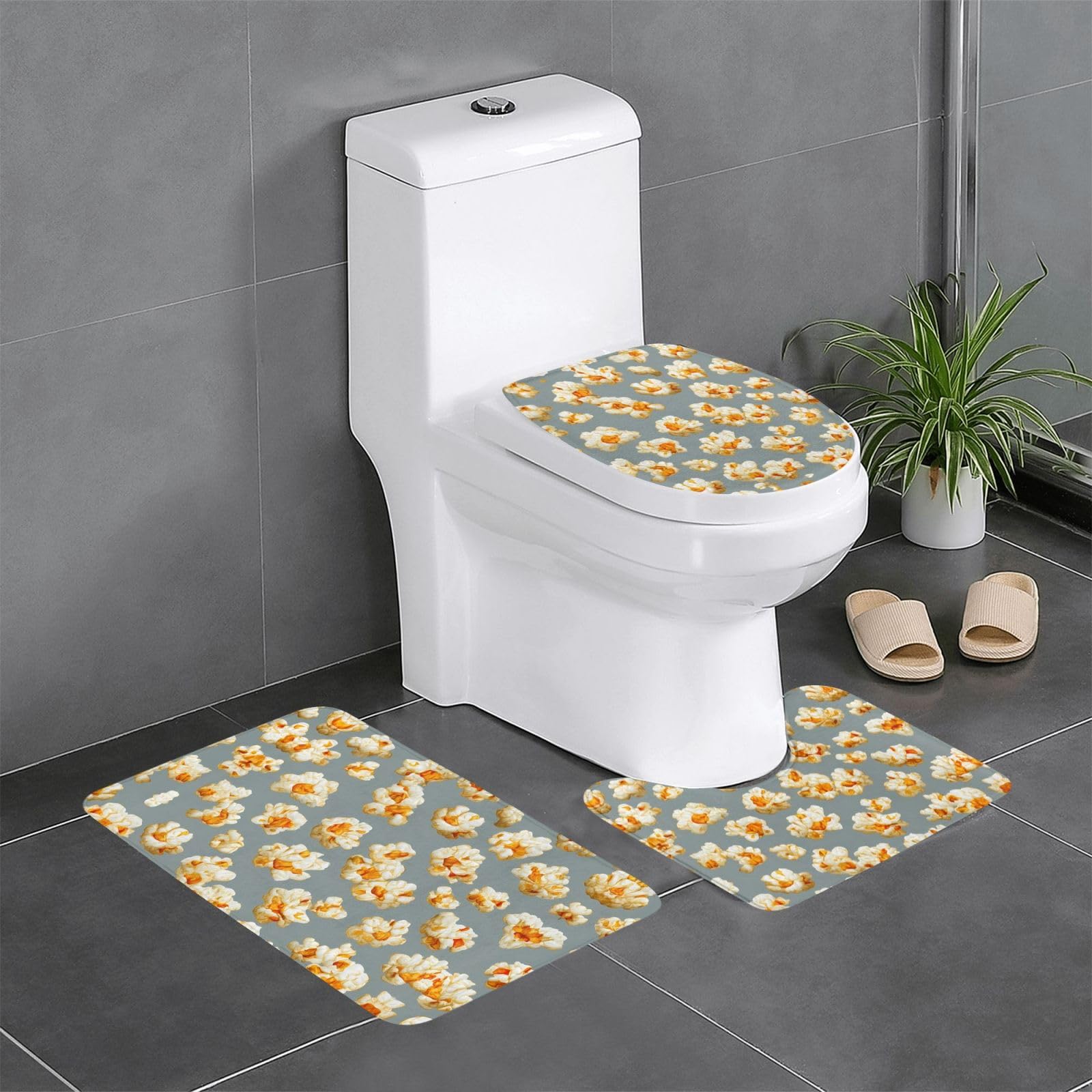 Tapis de salle de bain Popcorn triple set aux finitions soignées