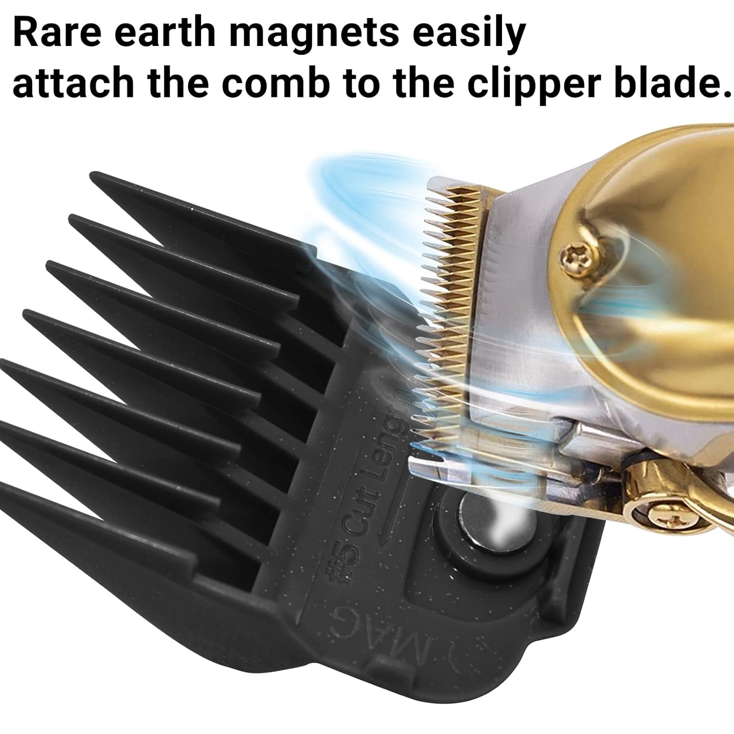 Magnetic Clipper Guards Guide Comb Set Compatible with Andis Master Hair Clippers,Size form to 1/16 to 1 in,10pcs Black