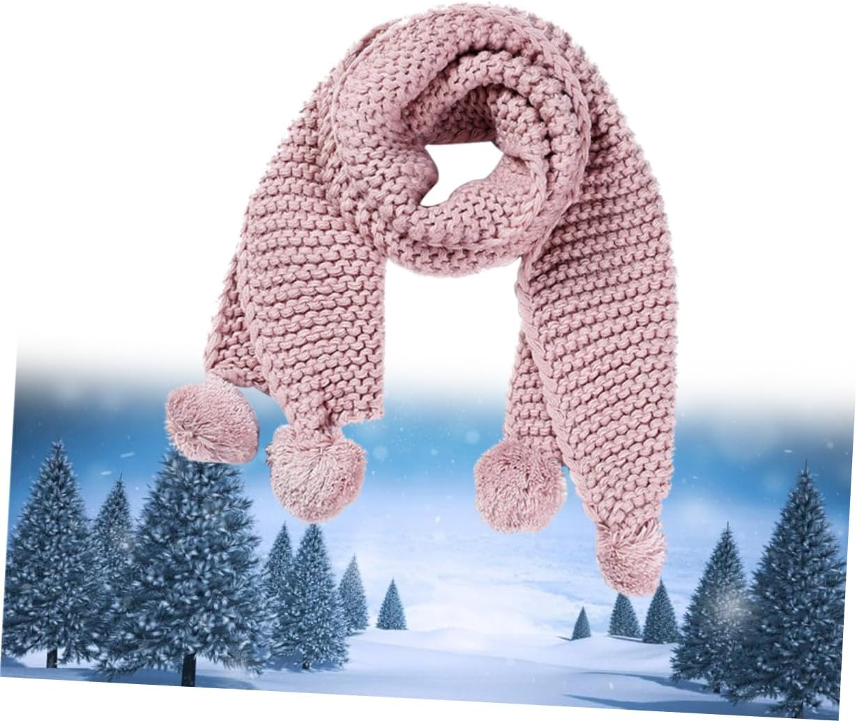 LIFKOME Woolen Children's Scarf Knitted Fuzzy Balls Stylish and Cozy Ideal for Outdoor Use