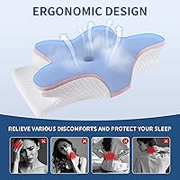 Vista 3 de Neck Pillow for Pain Relief Cooling Cervical Pillow for Sleeping, Contour Orthopedic Memory Foam Pillows for Back Stomach Sleepers (Pink)