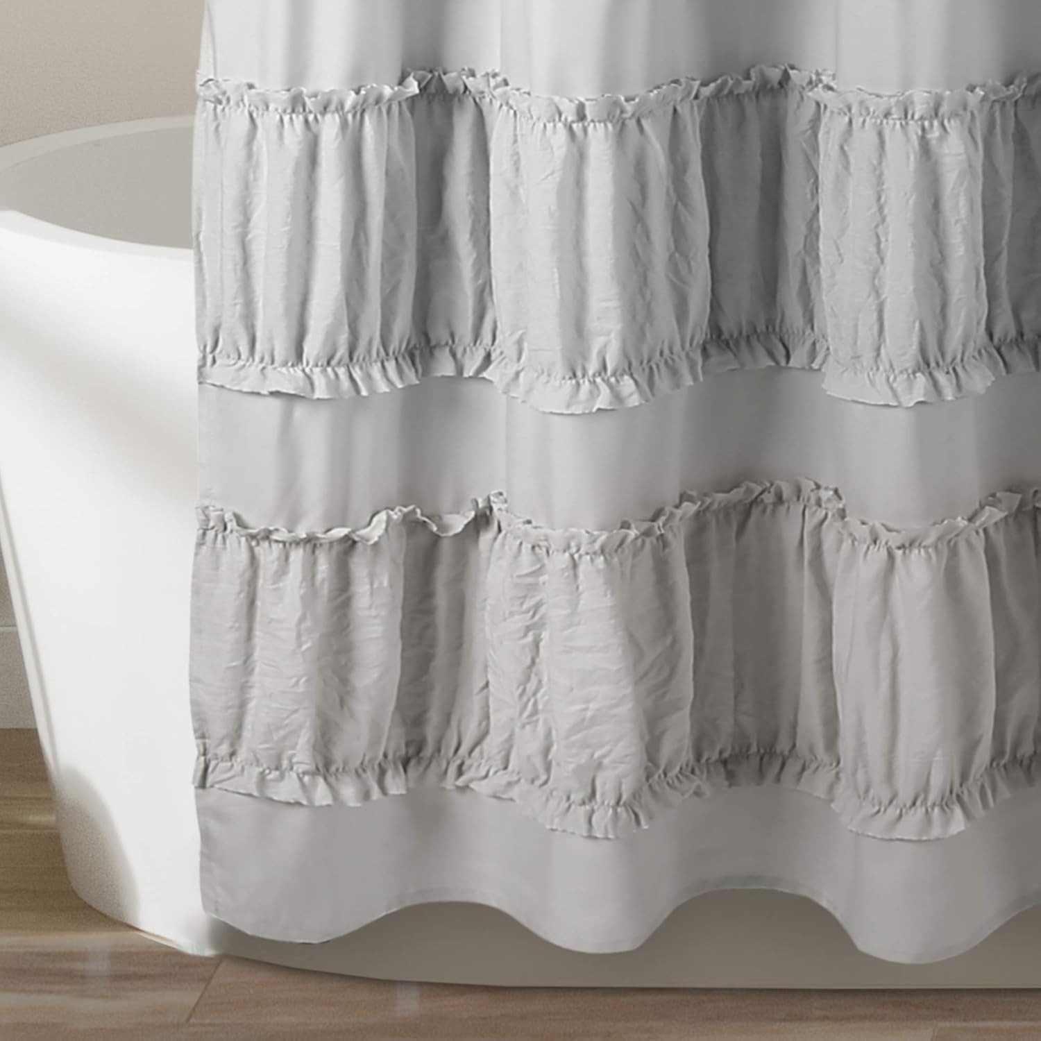 Lush Decor Nova Ruffle Shower Curtain, 72" x 72", Gray