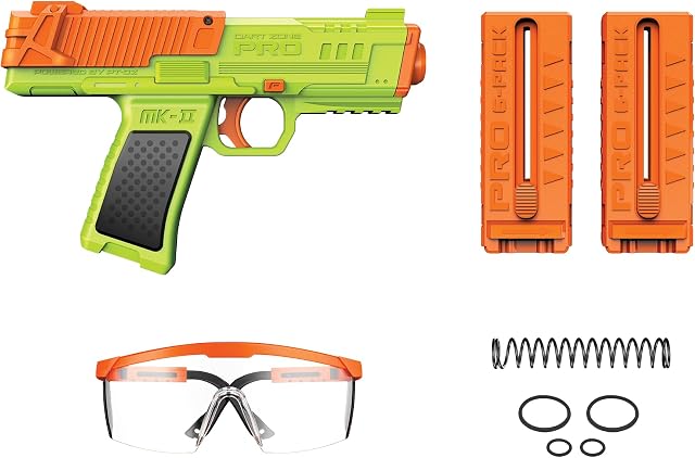 DART ZONE Pro-Series MK-2 Foam Blaster pour adultes, adolescents - Fléchettes souples à partir de 14 ans avec 12 fléchettes Nitroshot+ de longueur demi et 2 chargeurs rapides